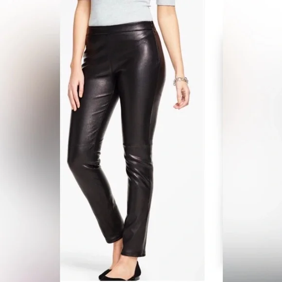 Talbots Lambskin Black Leather Pants NWOT
